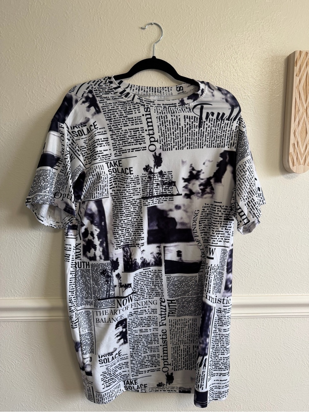 Black & White Newspaper Print T-Shirt